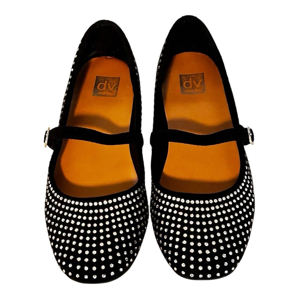 Dolce Vita Beckler Mary Jane Shoes Black Faux Suede W/Rhinestones Big Girls Sz 4 - Picture 6 of 11